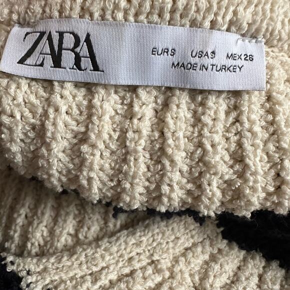 Zara Chunky Knit Sweater Drawstring Rope Stripe Beachy Coastal Nautical - Picture 4 of 8